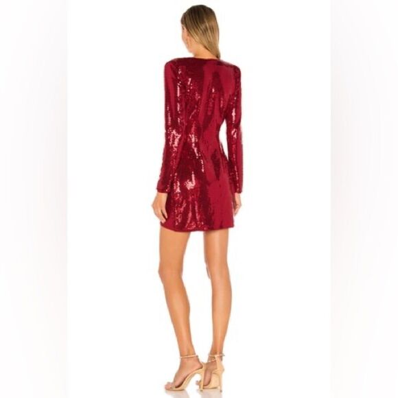 NWT LOVERS + FRIENDS X REVOLVE red sequin LINGER BLAZER mini DRESS size small - Picture 2 of 10